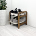 Double Tier Wooden Shoe Shelf | Walnut + Black Rods - Image 2
