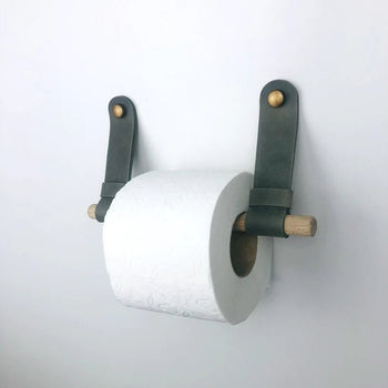 Grey Leather Wall Holder for Toilet Paper