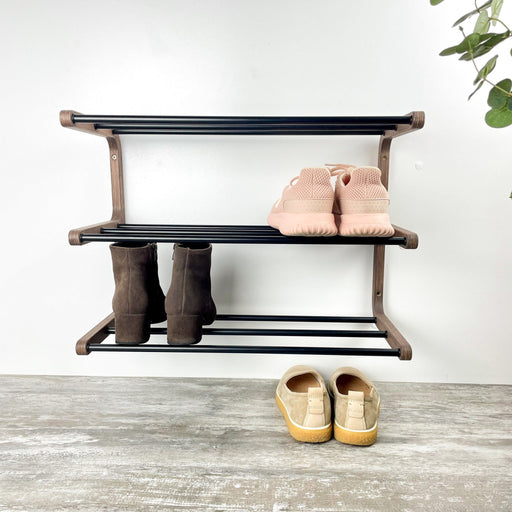 Handcrafted Wooden Shoe Rack – Wall - Mounted Storage System - Image 1