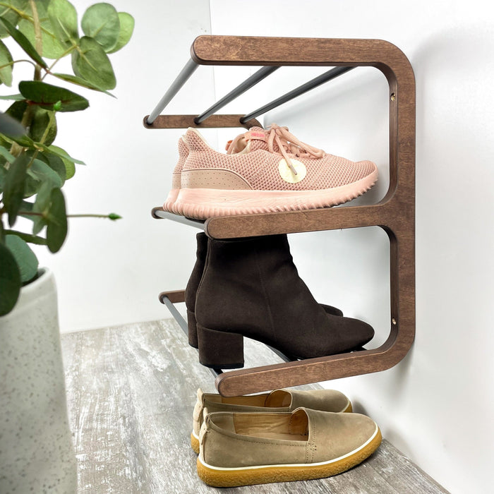 Handcrafted Wooden Shoe Rack – Wall - Mounted Storage System - Image 5