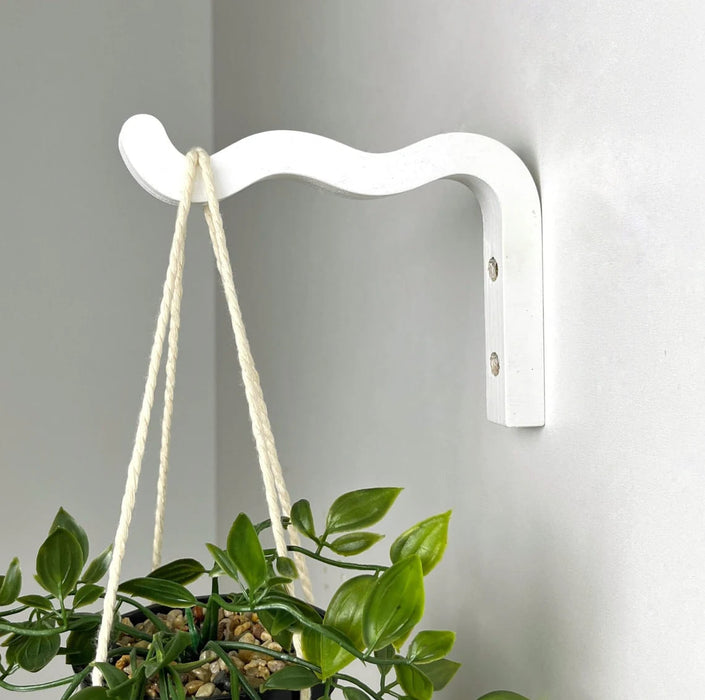Hanging Wavy Hook for Indoor Plants | White 6"x4" - Image 1