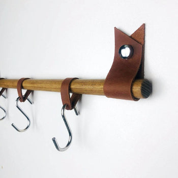 Kitchen Shelf With Leather Hooks