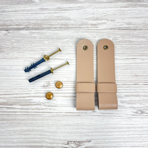 Leather Curtain Rod Holders | Beige - Image 2