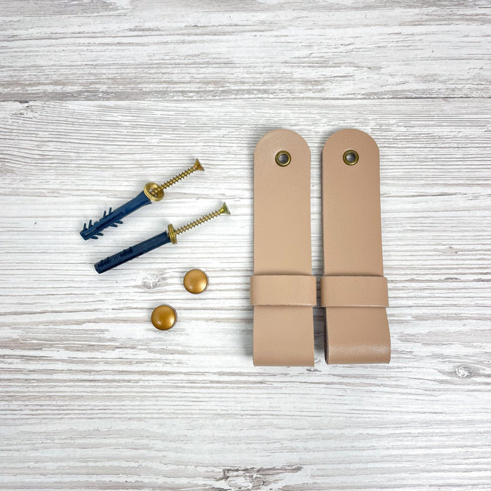 Leather Curtain Rod Holders | Beige - Image 2