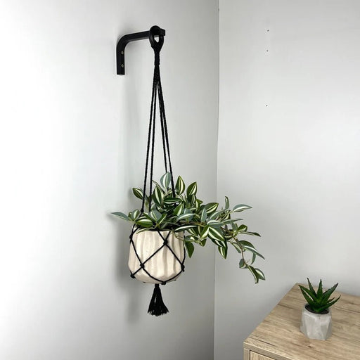 Macrame Plant Hanger Wall Hook | Black 6"x4" - EvenWood