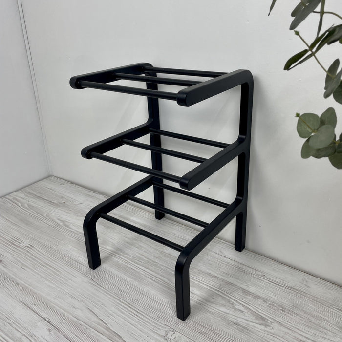 Matte Black Metal Shoe Rack 3 - Tier Entryway Stand | 18 inches - Image 3