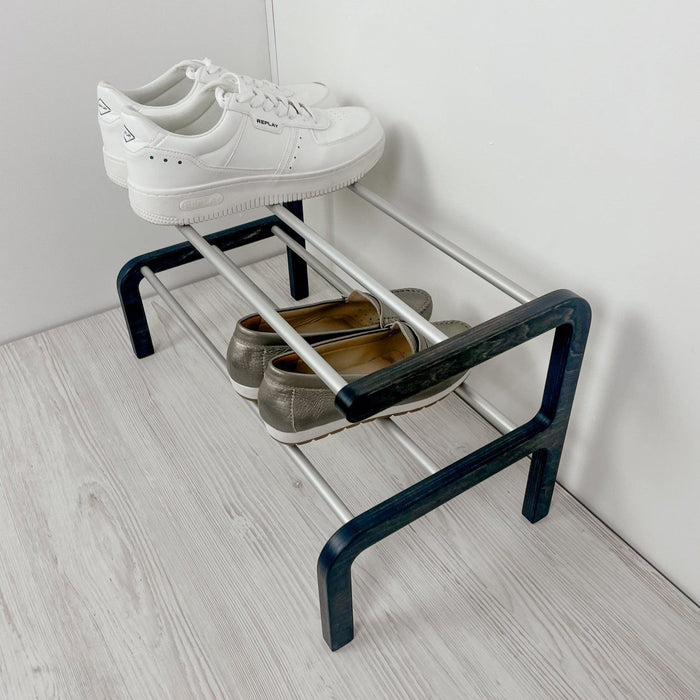 Minimalist Two - Level Shoe Rack | BogOak + Metal Rods - Image 4