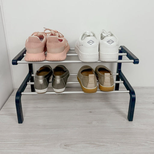 Minimalist Two - Level Shoe Rack | BogOak + Metal Rods - Image 2