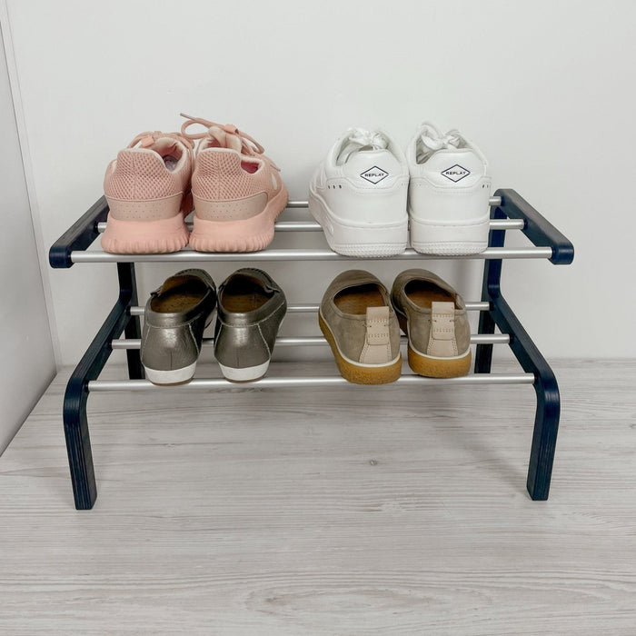 Minimalist Two - Level Shoe Rack | BogOak + Metal Rods - Image 2