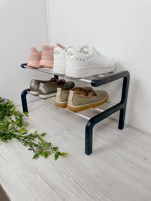 Minimalist Two - Level Shoe Rack | BogOak + Metal Rods - Image 1