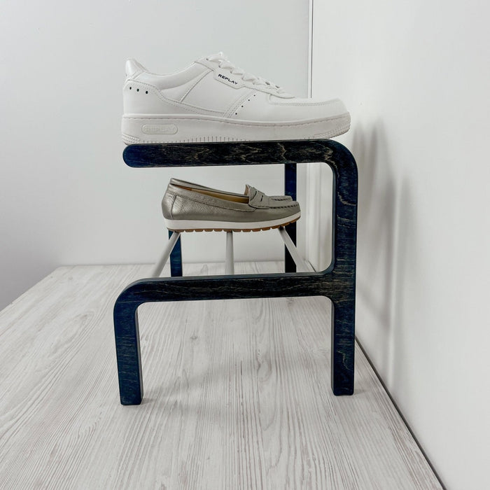 Minimalist Two - Level Shoe Rack | BogOak + Metal Rods - Image 3