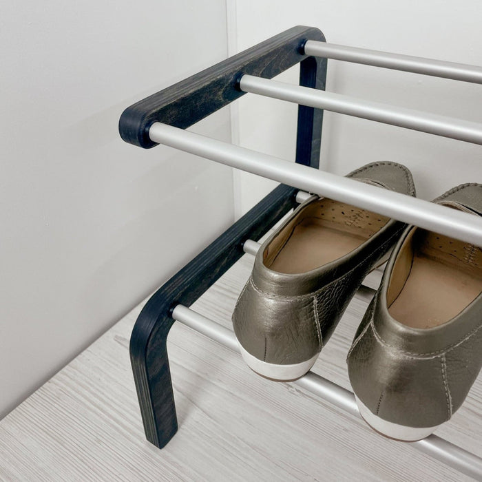 Minimalist Two - Level Shoe Rack | BogOak + Metal Rods - Image 5