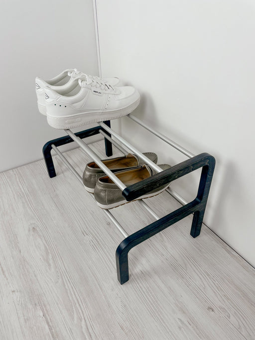 Minimalist Two - Level Shoe Rack | BogOak + Metal Rods - Image 2