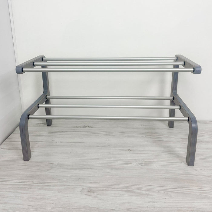 Minimalist Two - Level Shoe Rack | Gray + Metal Rods - Image 7