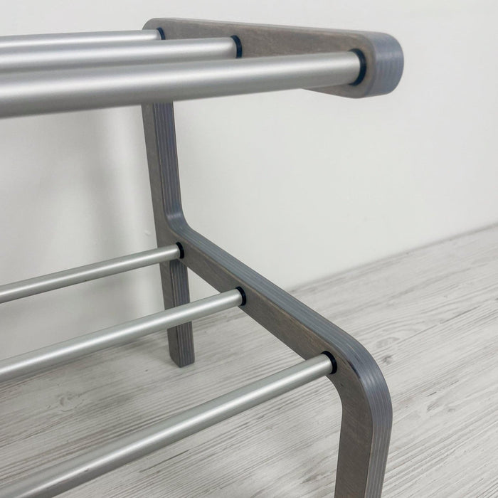 Minimalist Two - Level Shoe Rack | Gray + Metal Rods - Image 4
