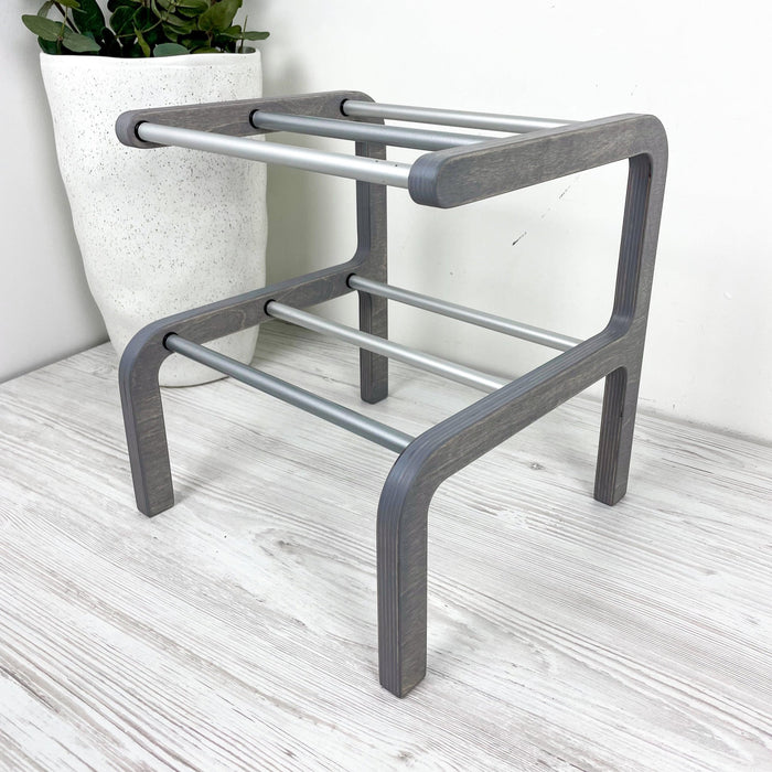 Minimalist Two - Level Shoe Rack | Gray + Metal Rods - Image 10