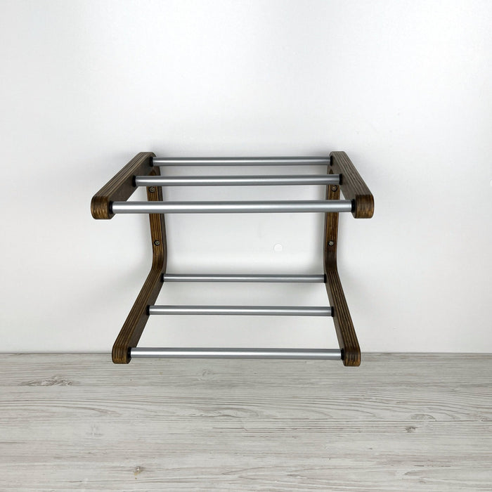 Minimalist Wooden Shoe Rack | Walnut + Silver Rods - Image 4