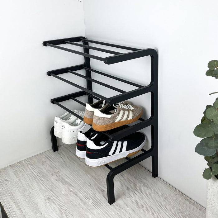 Modern Black Birch Plywood Shoe Rack - for 8 Pairs | 24" - Image 1