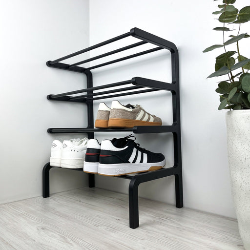Modern Black Birch Plywood Shoe Rack - for 8 Pairs | 24" - Image 2