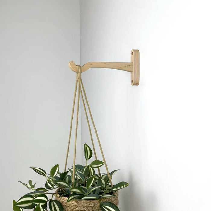 Modern Wall - Mounted Wooden Hook for Plants | Natural Color - Image 2