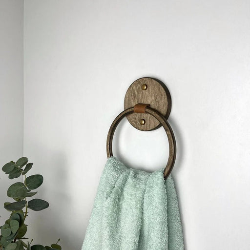 Modern Wood Bathroom Towel Ring | Walnut - EvenWood