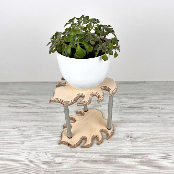 Monstera Leaf Plant Stand for Indoor Plants | Natural - EvenWood