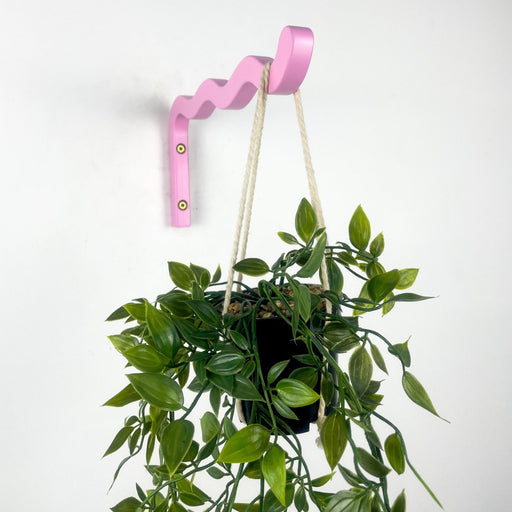 Pink Wooden Plant Pot Wall Bracket, 12" x 6" - Image 2