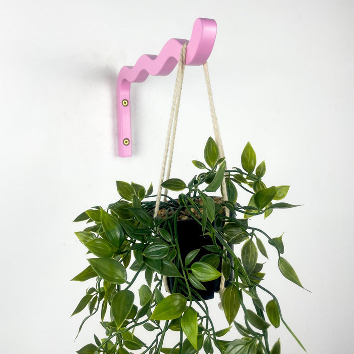 Pink Wooden Plant Pot Wall Bracket, 12" x 6" - Image 2