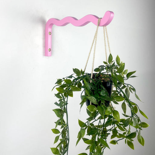 Pink Wooden Plant Pot Wall Bracket, 12" x 6" - Image 1