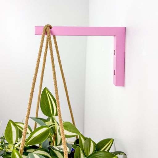 Pink Wooden Wall Bracket for Hanging Plants | 6"x4" - Image 1