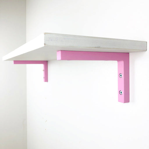 Pink Wooden Wall Brackets for Floating Shelves | 6"x4" Modern Support - Image 1