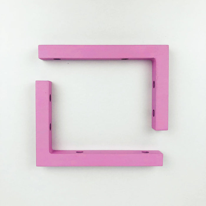 Pink Wooden Wall Brackets for Floating Shelves | 6"x4" Modern Support - Image 2