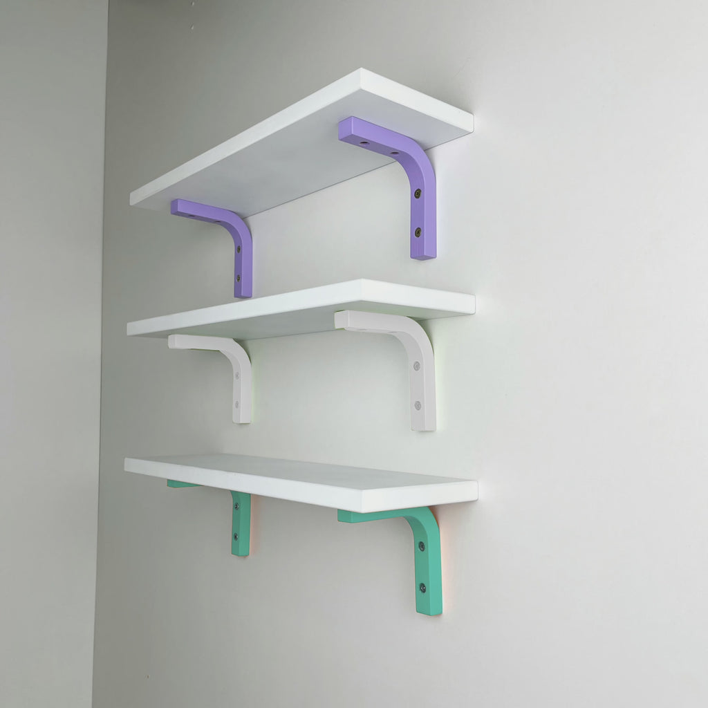 Small White Floating Shelf with Bright Brackets preview