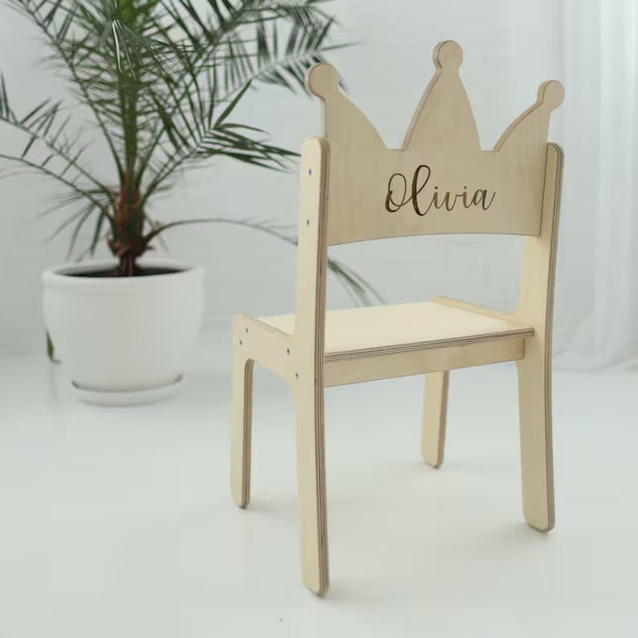 Princess Crown Chair for Girls, Personalized Montessori Stool - EvenWood