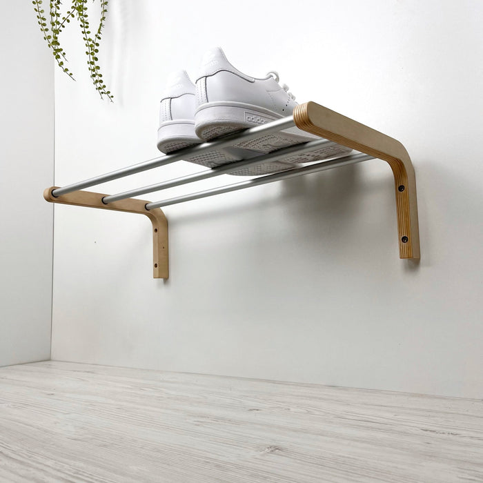 Single Tier Shoe Rack for Wall | Natural - EvenWood