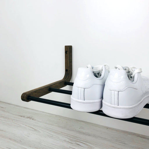 Single Tier Shoe Rack for Wall | Walnut - EvenWood