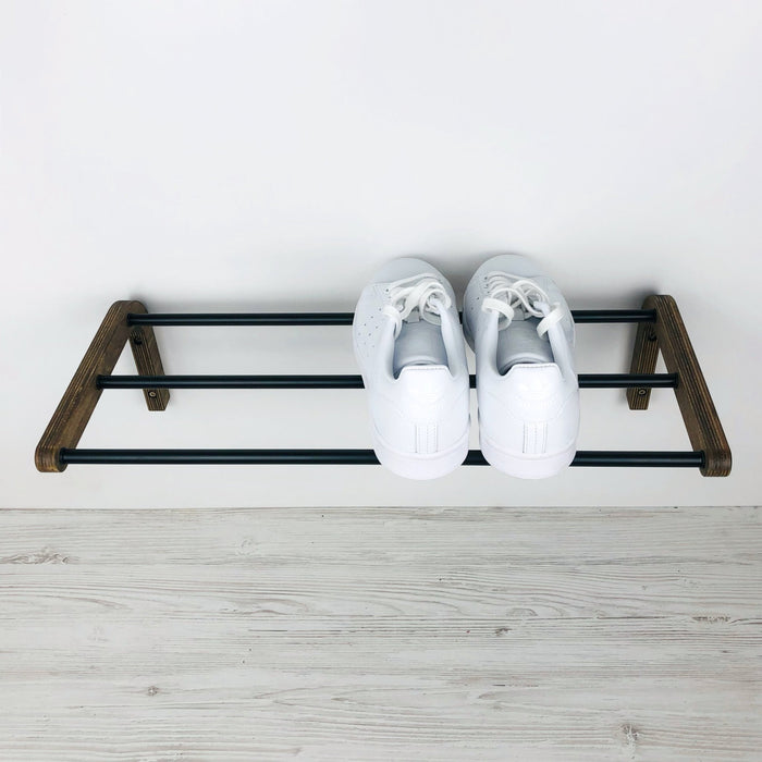 Single Tier Shoe Rack for Wall | Walnut - EvenWood