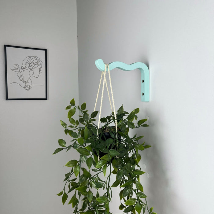 Sky Blue Wavy Plant Hook for Indoor | 6"x4" - EvenWood