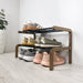 Small Double - Layer Wooden Shoe Shelf | Walnut + Black Rods - Image 8