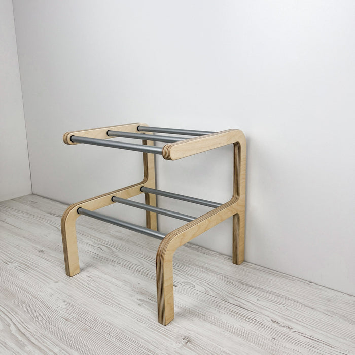 Small Wooden Shoe Rack | Natural + Aluminum - Image 5