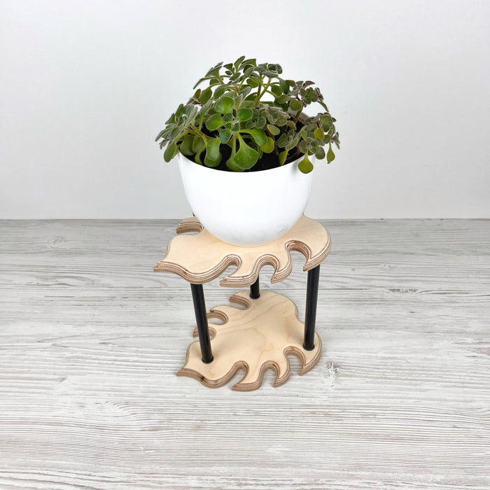 Stand for Indoor Plants With Monstera Leaves | Natural - EvenWood