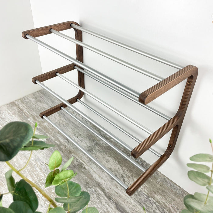 Stylish Natural Wood Wall - Mounted Shoe Rack for Entryway - Image 5