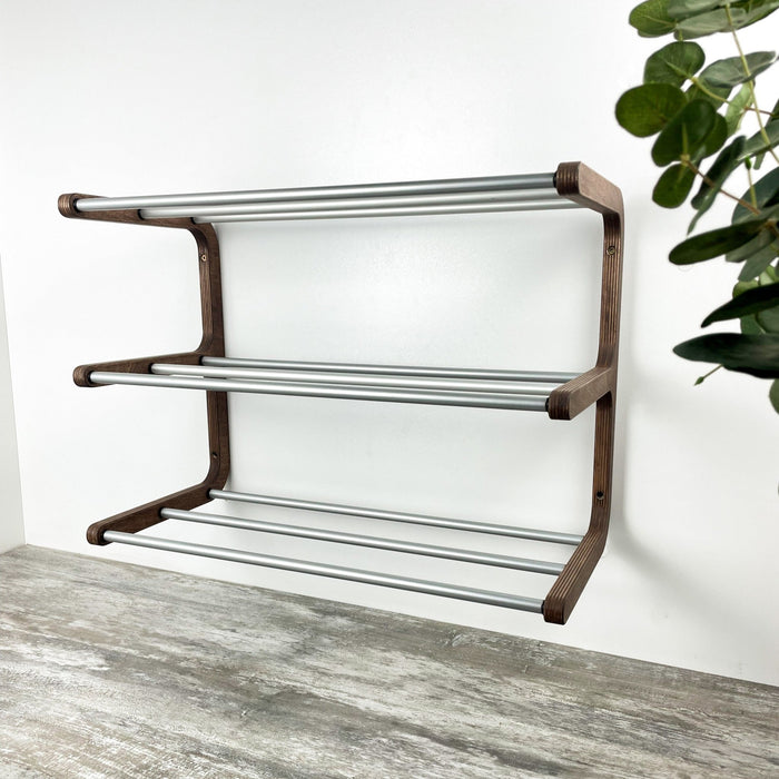 Stylish Natural Wood Wall - Mounted Shoe Rack for Entryway - Image 8