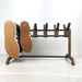 Unique Double Sided Wooden Shoe Stand | Walnut + Black Rods - EvenWood