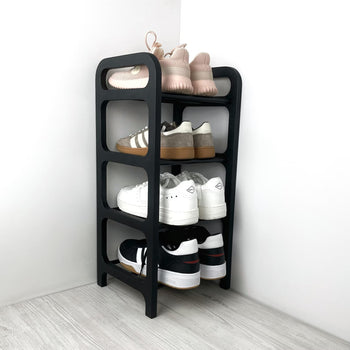 Vertical Corner Shoe Shelf | Black + Black Rods