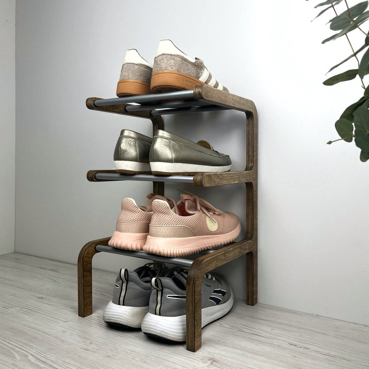 3-Tier Wooden Shoe Rack: Slim Vertical Shoe Organizer