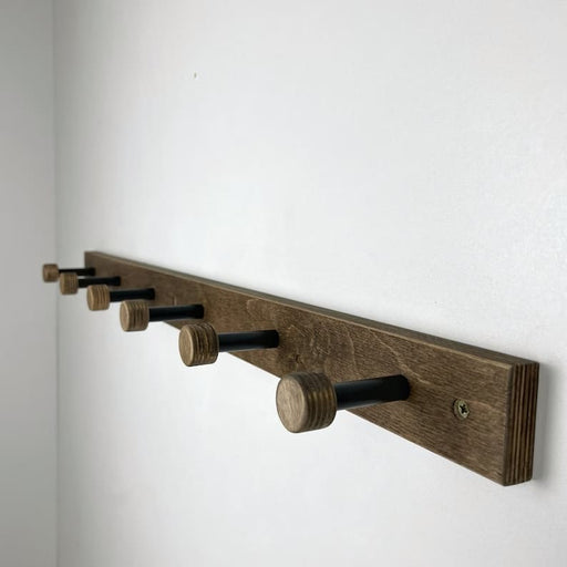 Walnut Hallway Coat Rack | Wood and Metal Wall Hanger Hooks - EvenWood