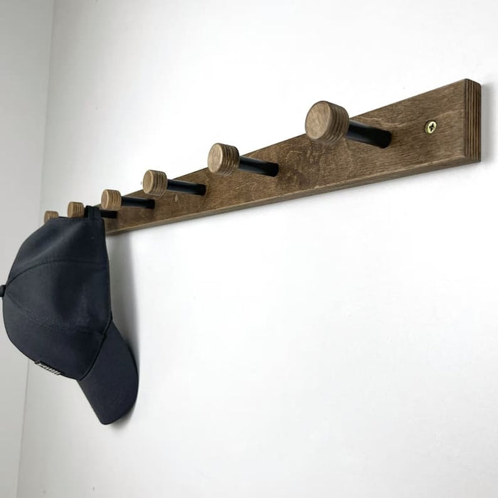 Walnut Hallway Coat Rack | Wood and Metal Wall Hanger Hooks - EvenWood