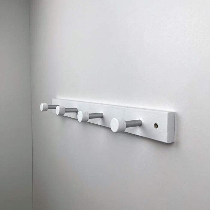 White Hallway Coat Rack | Wood and Metal Wall Hanger Hooks - EvenWood