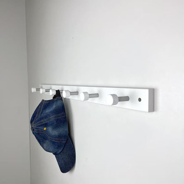 White Hallway Coat Rack | Wood and Metal Wall Hanger Hooks - EvenWood